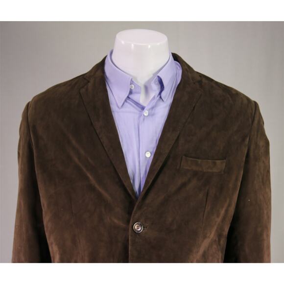 Neiman-Marcus Mens Brown Suede Leather w/ Cotton Lining Blazer Jacket XXL - Picture 3 of 10
